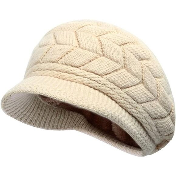 Women\'s Winter Knit Hat Wool Caps with Visor main image 4